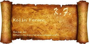 Kolin Ferenc névjegykártya